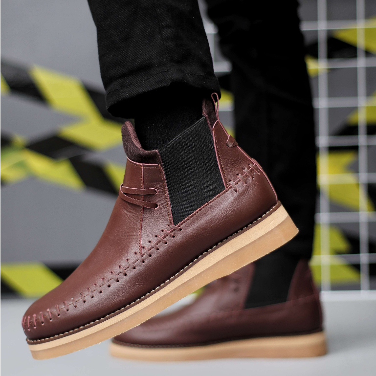GRANDABLE - Sepatu Boots High Kulit Asli Pria Boot Tinggi