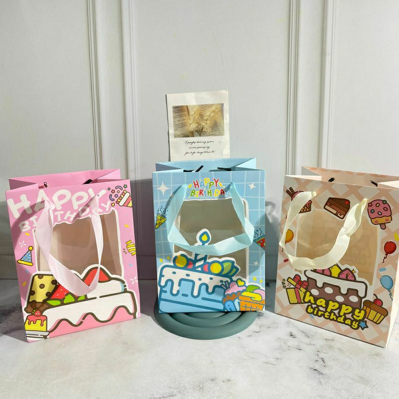 Paper bag Happy Birthday CD - 765 ukuran small kantong kertas kekinian cover HBD ukuran kecil aesthe