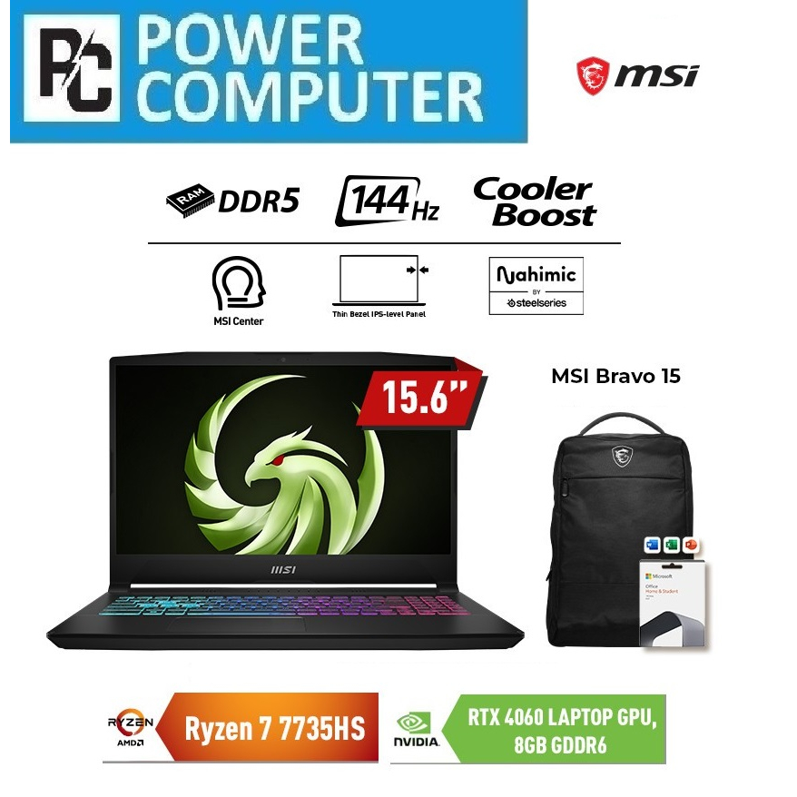 MSI Bravo 15 C7VFK 9S7-158N11-207 Ryzen 7 7735HS 16GB 512GB RTX4060 W11 OHS