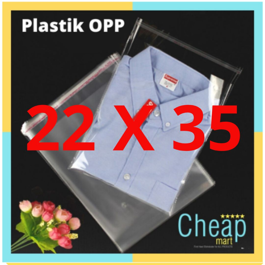 OPP LEM PLASTIK KACA 22 X 35 Kaos,, Baju, Celana, Jaket (Isi 100 Lembar)-CM