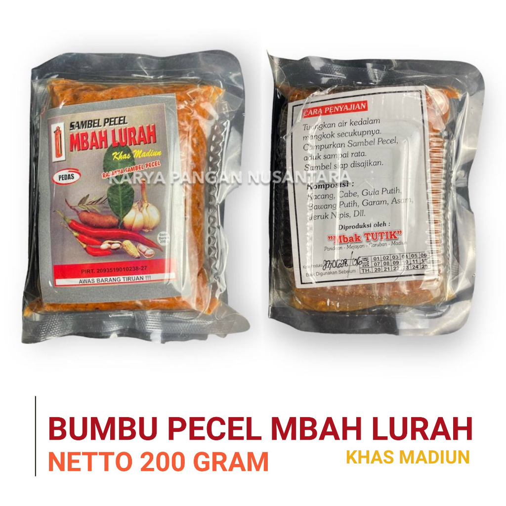 

BUMBU PECEL MBAH LURAH KHAS MADIUN 200 GR SAMBEL PECEL MBAK TUTIK ASLI