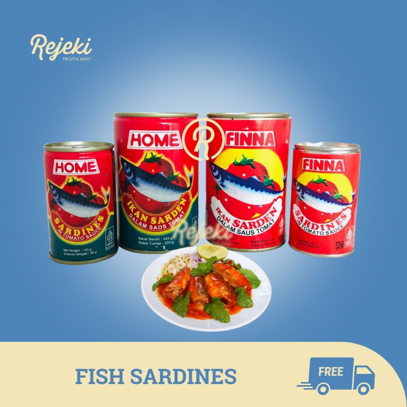 

Botan / Finna / Home Sardines Ikan Sarden Dalam Saus Tomat - Rejeki Frozen Mart