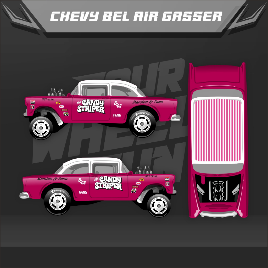 Decal candy striper gasser bel air