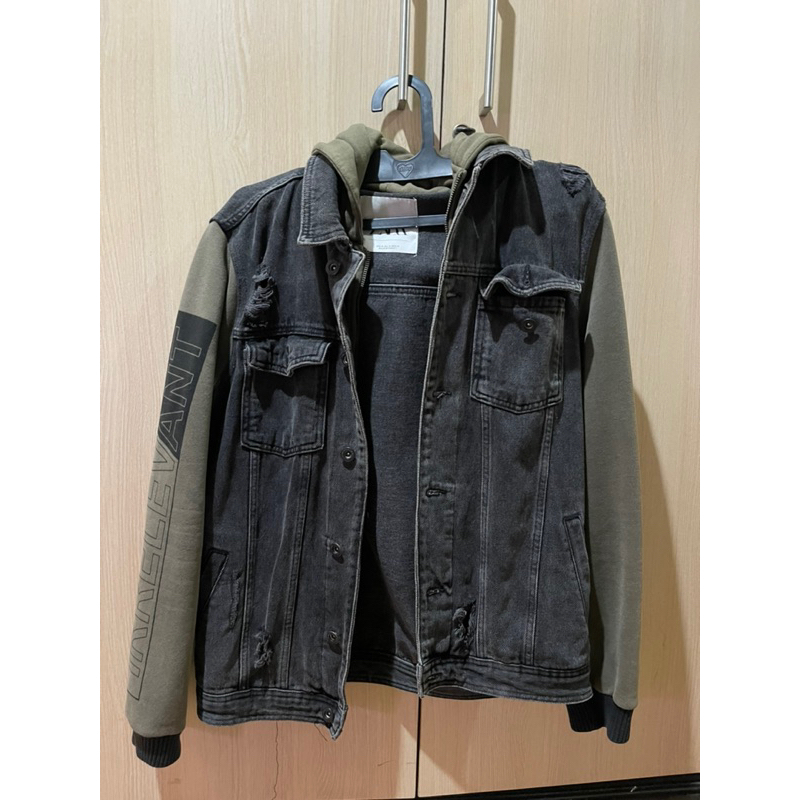 jaket/hoodie denim zara man Size M ORIGINAL STORE + Bonus kemeja Size L