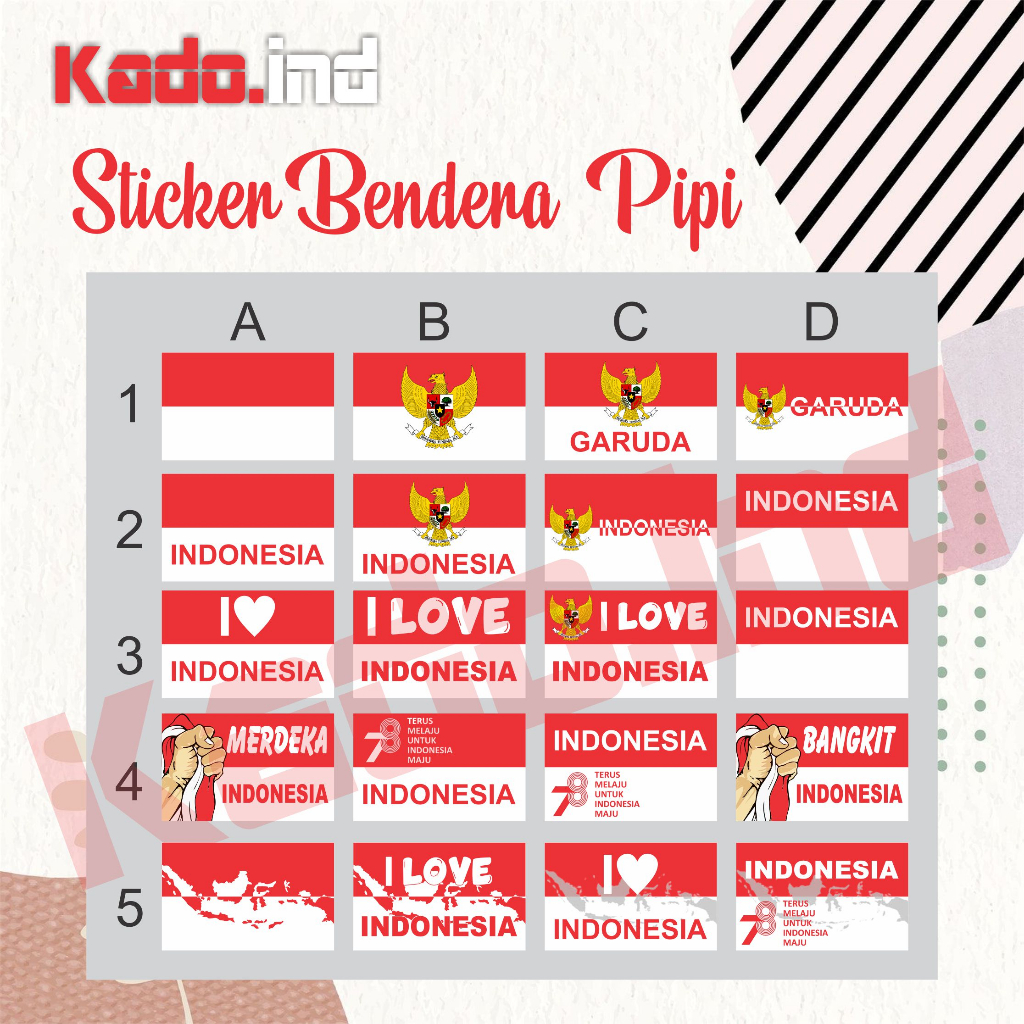 

Stiker Merah Putih untuk pipi | Stiker Kemerdekaan Indonesia | I Love Indonesia HUT RI 78 2023