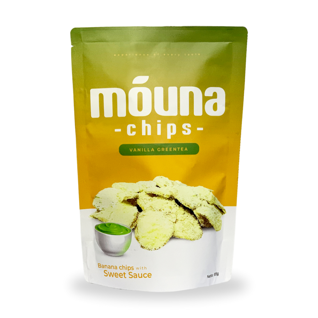

Vanilla Greentea | MOUNACHIPS Keripik Pisang Vanilla dengan Saus Greentea