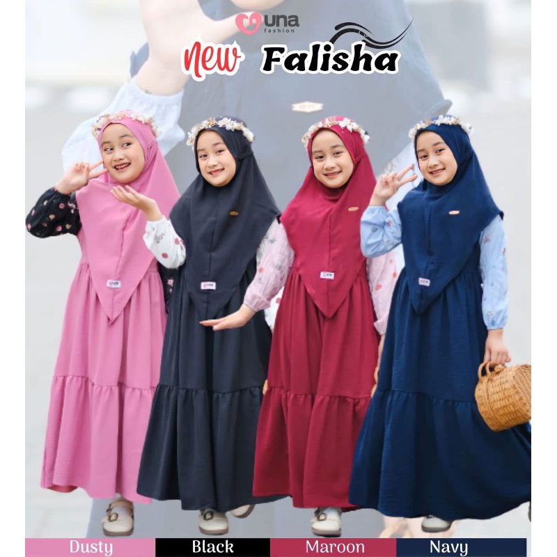 FALISHA SET | GAMIS SET ANAK | GAMIS ANAK KEKINIAN | GAMIS ANAK CRIKLE | UNA FASHION
