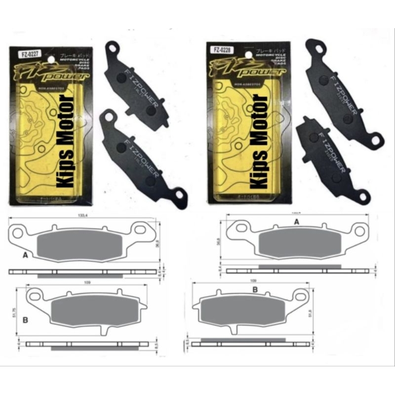 Kampas rem depan kiri kanan Kawasaki ER6 ER6N ER6F ER 6 N F versys 650 kaliper TOKICO Fiz Power FZ 0