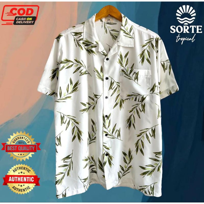 Kemeja Pantai Hawaii Unisex Pria Wanita Kasual Rayon Katun Jumbo Big Size Tropical