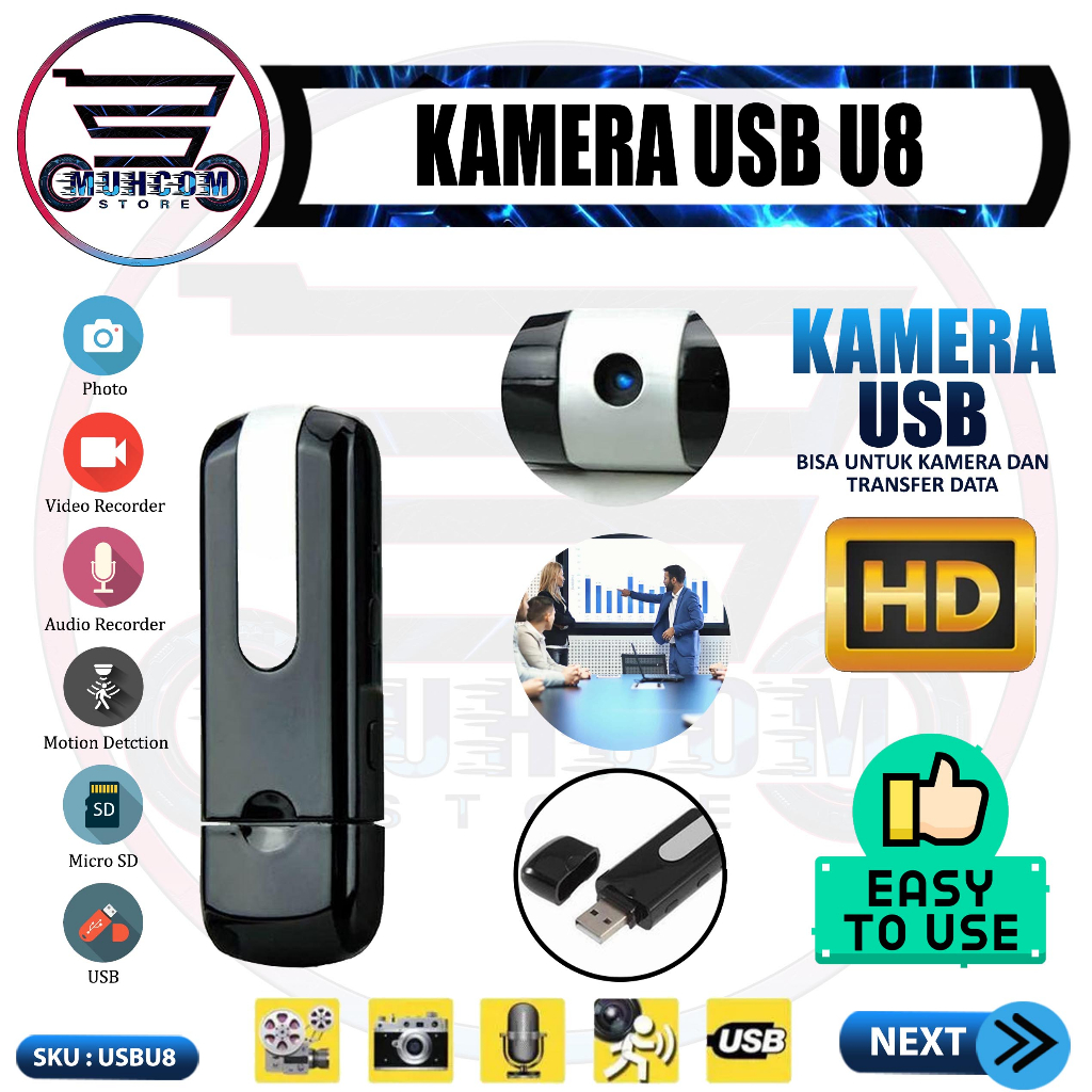 USB U8 Spy Camera Pengintai Mini Tersembunyi Usb Flash Disk Flasdrive Camcorder Recorder Perekam Vid