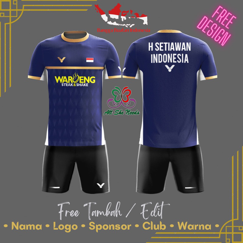 Jersey Setelan Bulutangkis Badminton Printing Custom | Baju Kaos Printing | INDONESIA THE DADDIES HE