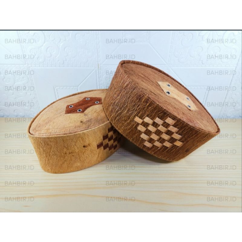 peci kulit kayu waru motif terompah ketupat lancip kopiah pria terbaru spngkok laki laki unik klassi