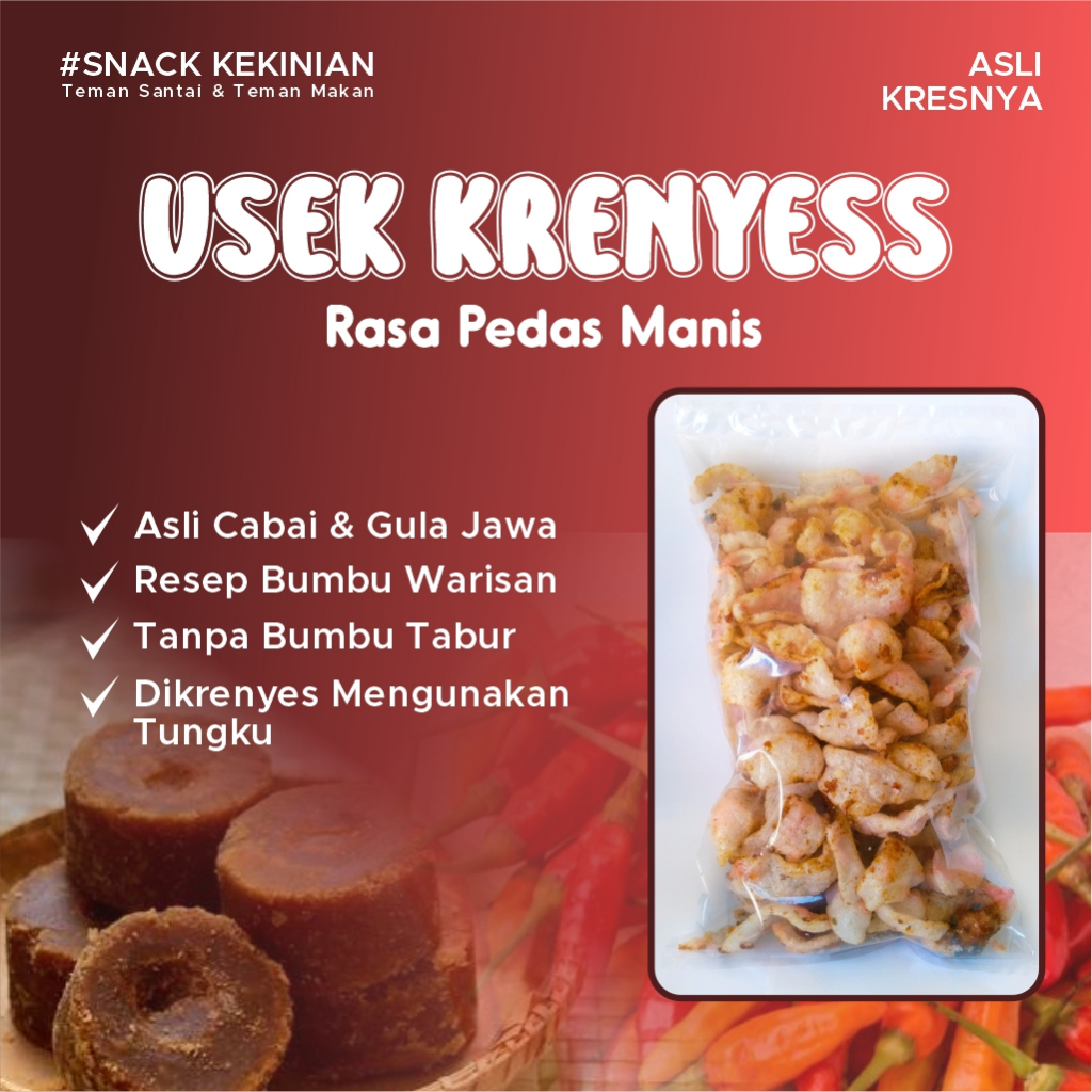 

Snack Usek Krenyes Krispi Kekinian PEDAS MANIS Pasti Kress