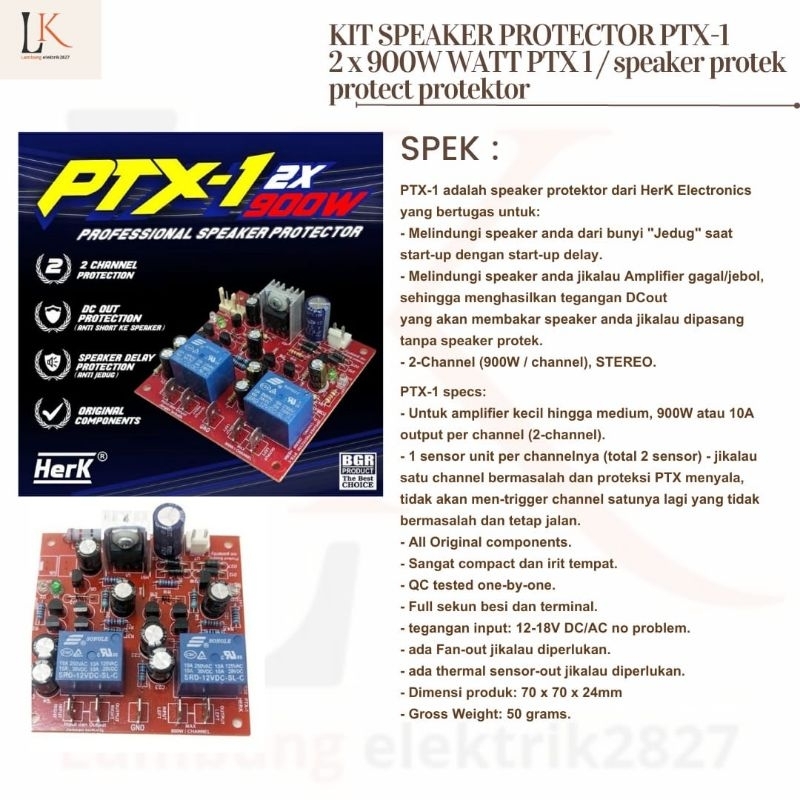 KIT SPEAKER PROTECTOR PTX-1 2 x 900W WATT PTX 1 / speaker protek protect protektor