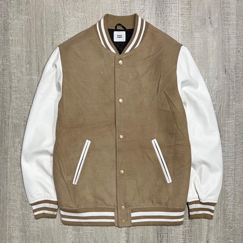 Browny standard suede varsity synthetic leather jacket