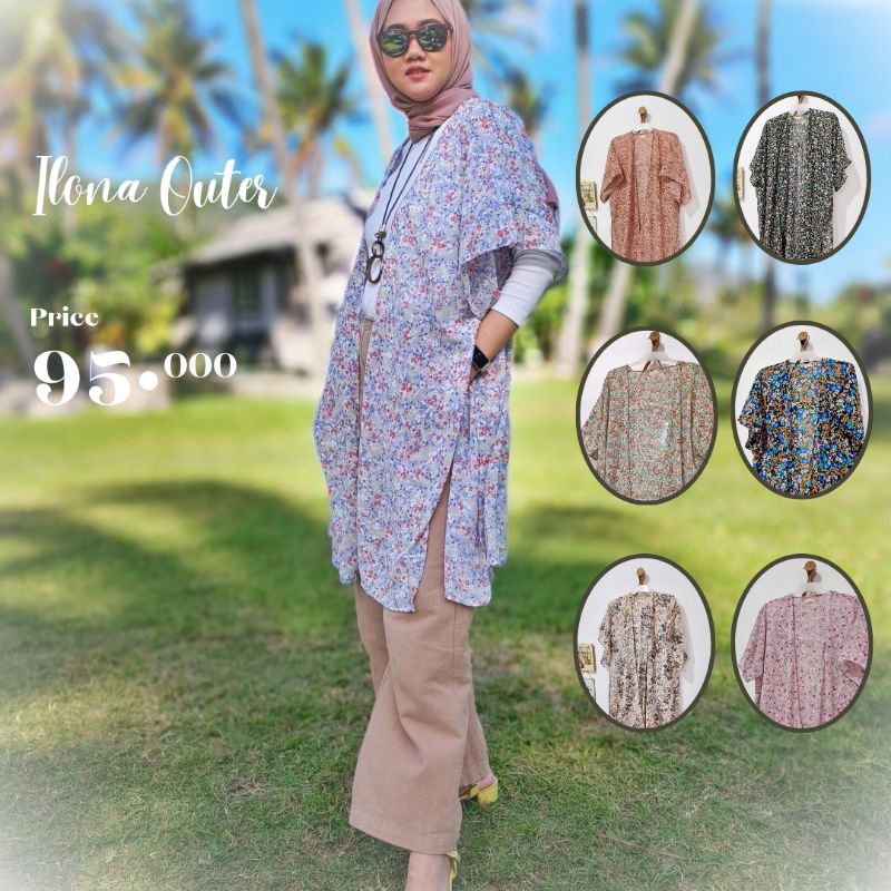 pakaian luaran wanita bigsize cardie Ilona outer jumbo motif bunga