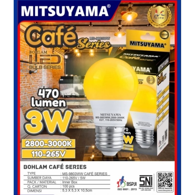 bohlam Lampu CAFE 3 watt/5 watt nyala kuning warm white mitsuyama MS-980*WW