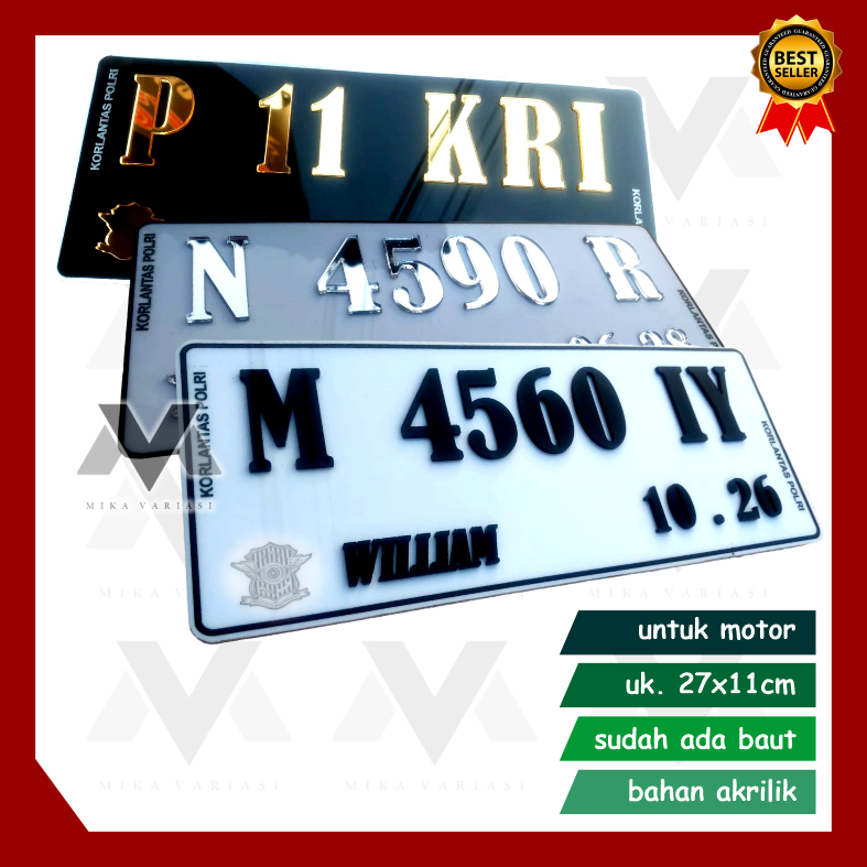 plat nomor motor variasi font keren bahan akrilik kekinian