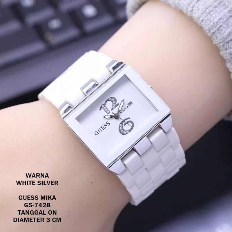 JAM TANGAN WANITA FASHION RANTAI MIKA ANALOG TANGGAL AKTIF