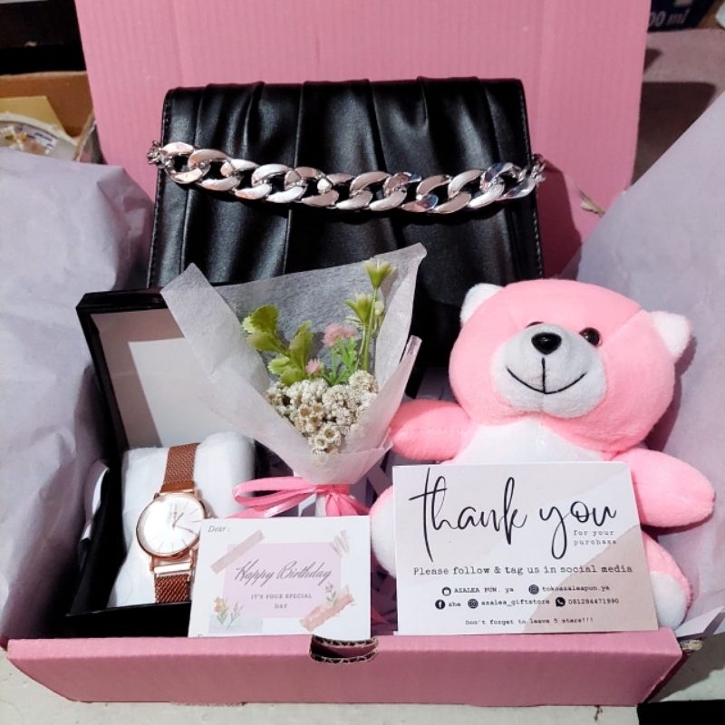 hampers box isian tas boneka buket jam tangan kado hadiah