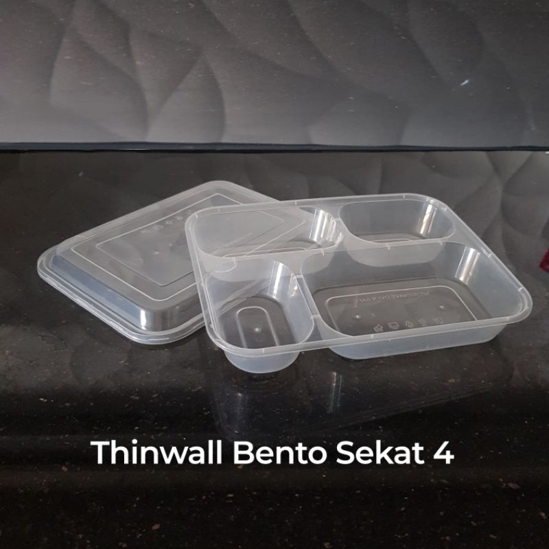 Thinwall Bento Sekat 4 Tutup Dome Catering