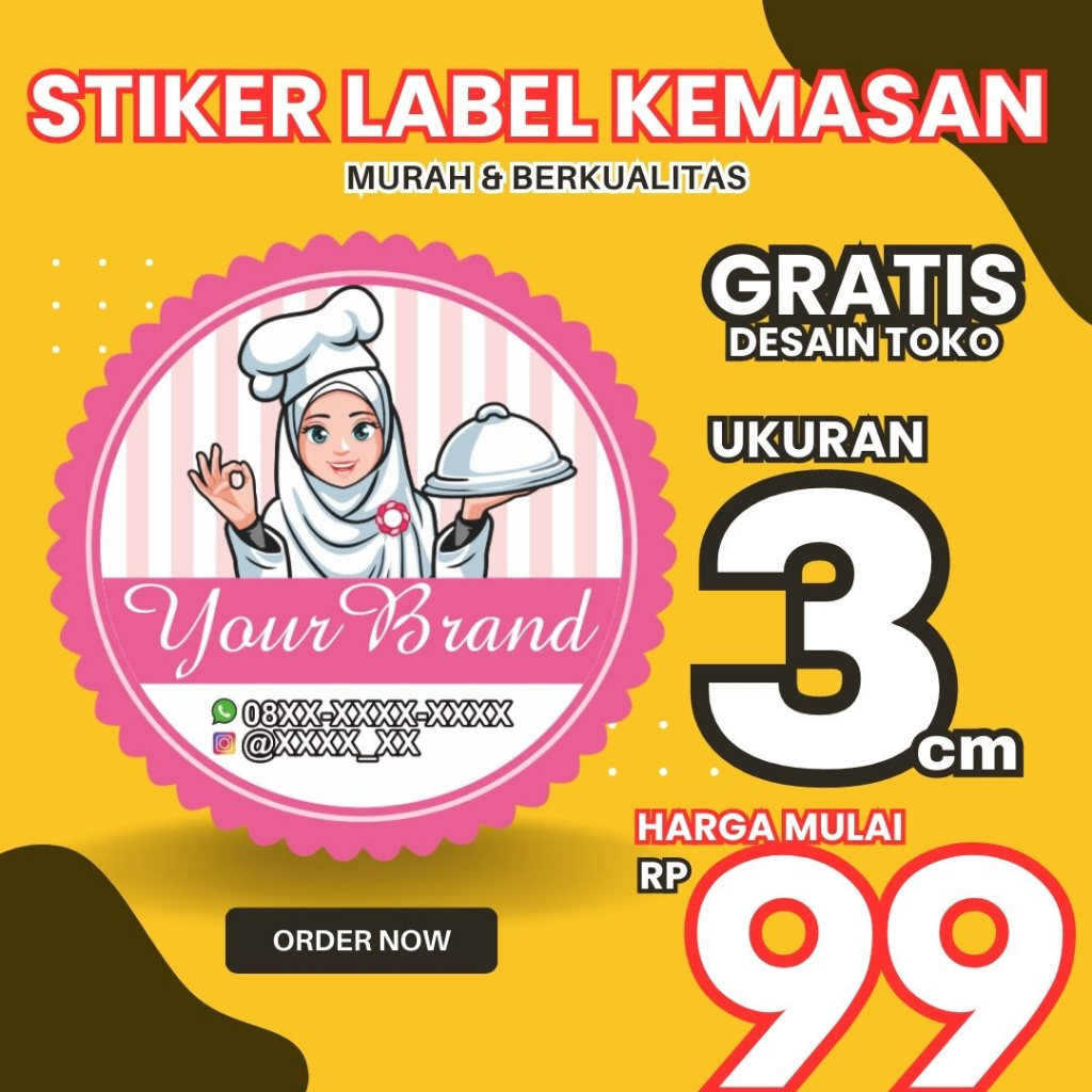 

Cetak Stiker Label Kemasan Toples makanan minuman Kue kering camilan MURAH