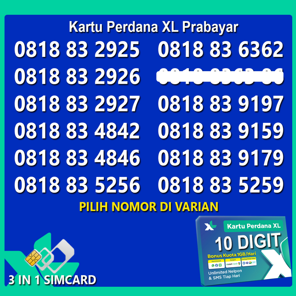 Nomor Cantik Xl 10 Digit Nocan Nomor Cantik 10 Angka XL Axiata
