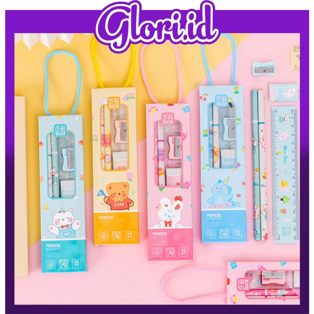 

GLORI.ID 5in1 SET Alat Tulis Sekolah Karakter Kado Hadiah Ultah Anak Mini Stationery S084