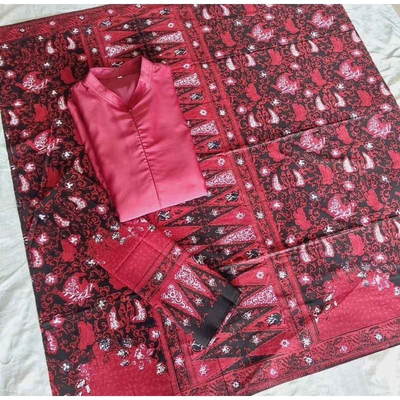 set baju kurung dan kain tengkuluk jambi dengan ronce