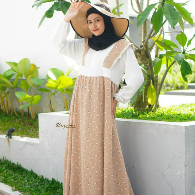 Elanor Dress Crinckle Airflow Wanita Motif Bunga Yayuku By Yayoe Hijab