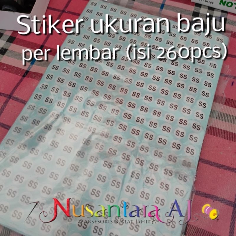 

Stiker label ukuran baju per lembar (isi 260pcs)