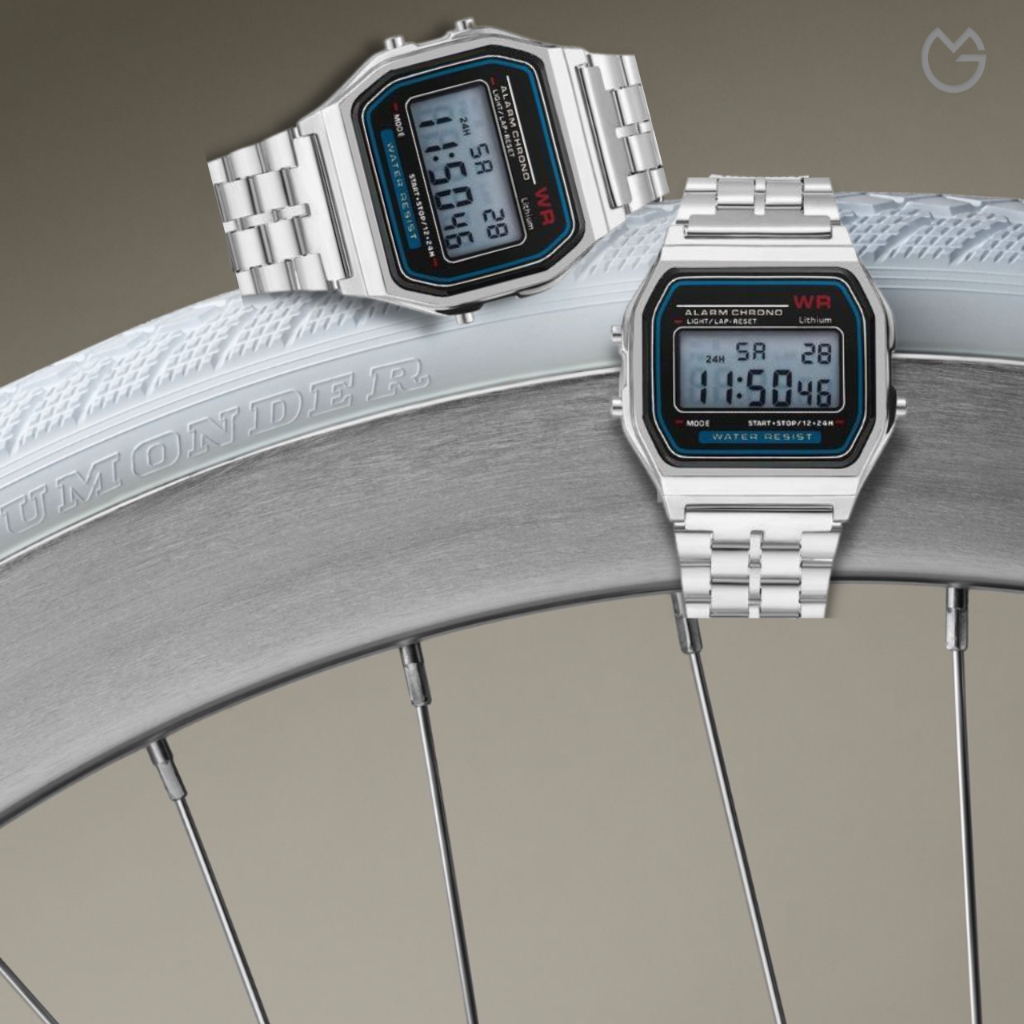 Emga Oak Digital Watch Jam Rangan Pria Wanita Rantai Stainless Stain Less Steel Besi