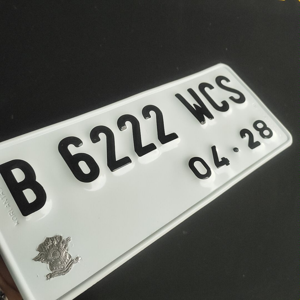 Plat nomor motor putih font terbaru plat murah