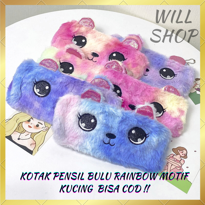 

KOTAK PENSIL BULU MOTIF MUKA KUCING RAINBOW / TEMPAT PENSIL TEPAK PLUSHIE BULU BONEKA PERLENGKAPAN SEKLOLAH ATK KANTOR TERMURAH WARNA RAINBOW PELANGI LUCU BISA GROSIRAN COD