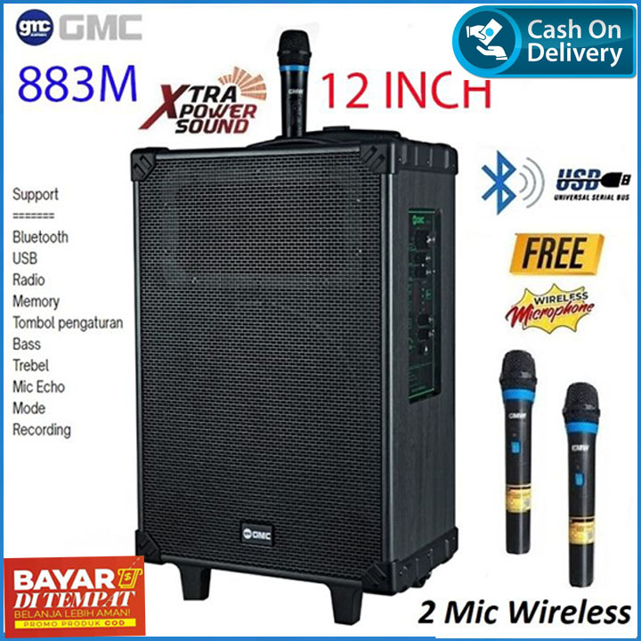 SPEAKER GMC 883M 883 M + free MIC wireless 1 pcs TERBARU