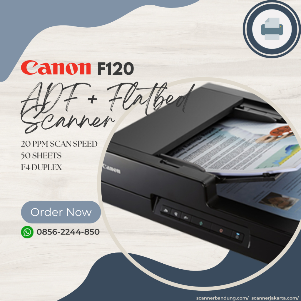 Scanner Canon DR-F120 - scanner ADF + Scanner Flatbed ukuran kertas F4