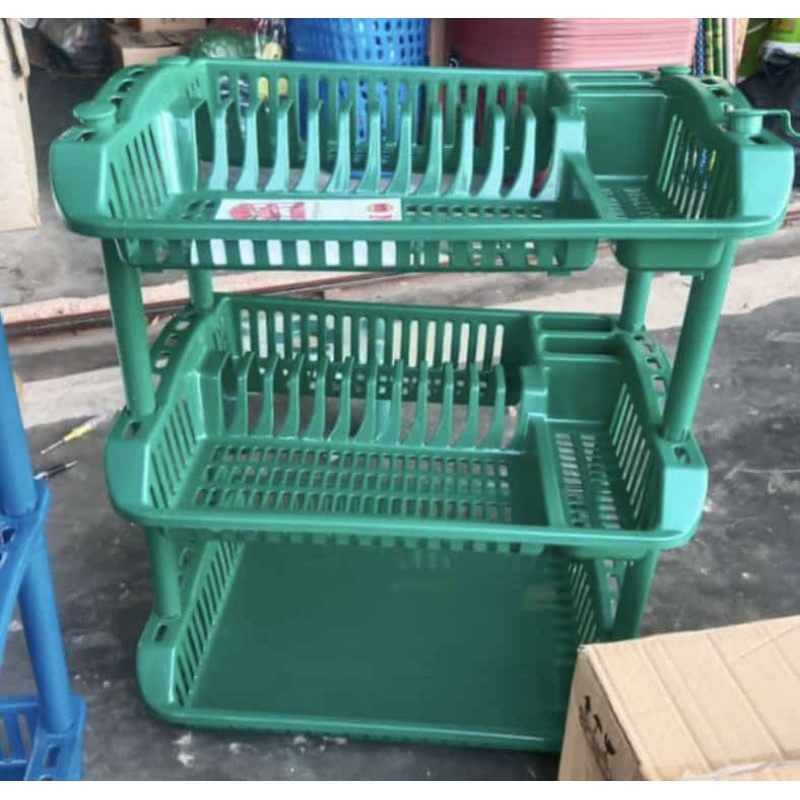 RAK PIRING PLASTIK JUMBO SUSUN 3 dan SUSUN 2 TEBAL NTH MURAH / RAK PIRING JUMBO BATAM