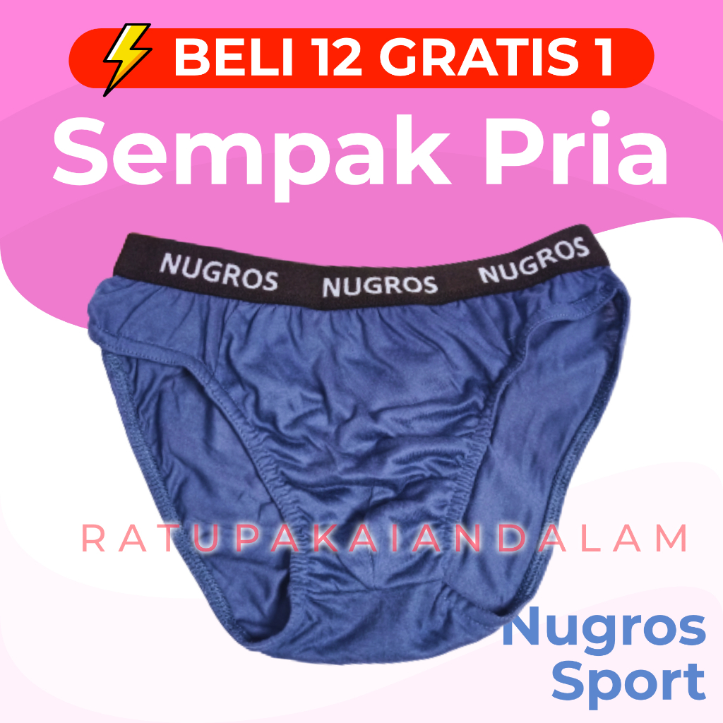 [12 GRATIS 1] SEMPAK NUGROS SPORT - CD PRIA DEWASA JUMBO - SEMPAK PRIA LUSINAN - Ratupakaiandalam