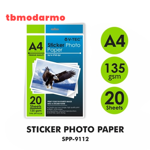 

TBMO V-TEC GLOSSY PHOTO PAPER TYPE SPP-9112A A4 135GRAM GMP