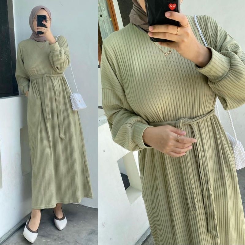 KAREN KNIT DRESS gamis polos dress wanita gamis wanita