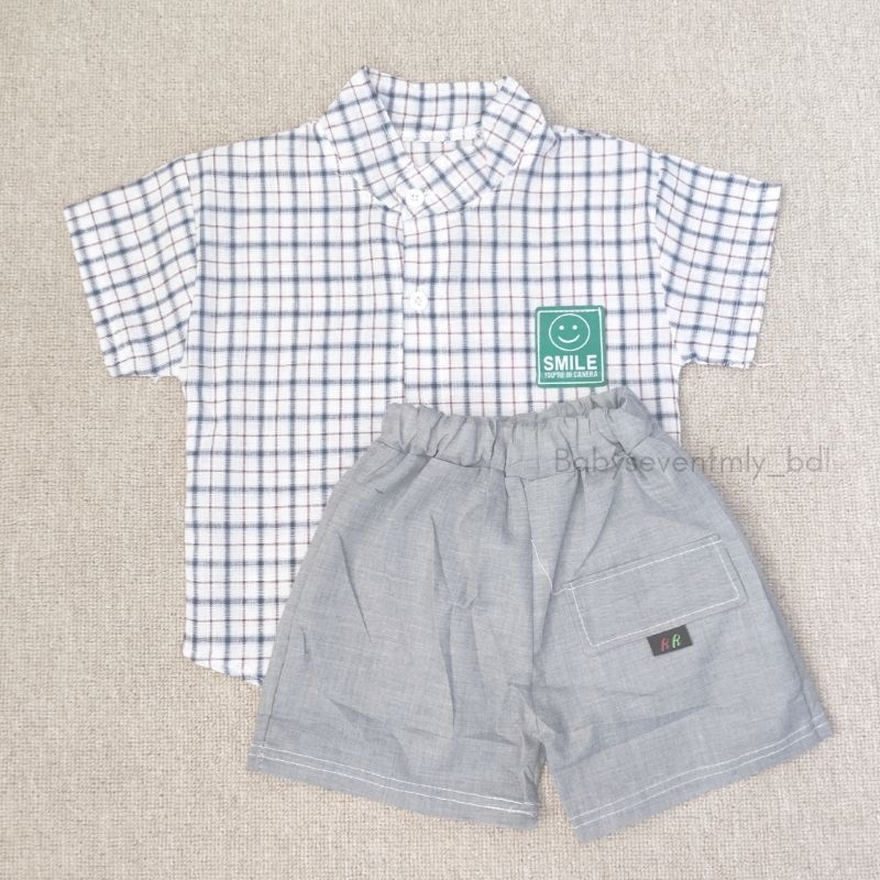 SET KEMEJA TARTAN/SETELAN ANAK LAKI LAKI/SETELAN ANAK COWOK/SETELAN ANAK IMPORT USIA 1-4 TH/SETELAN 