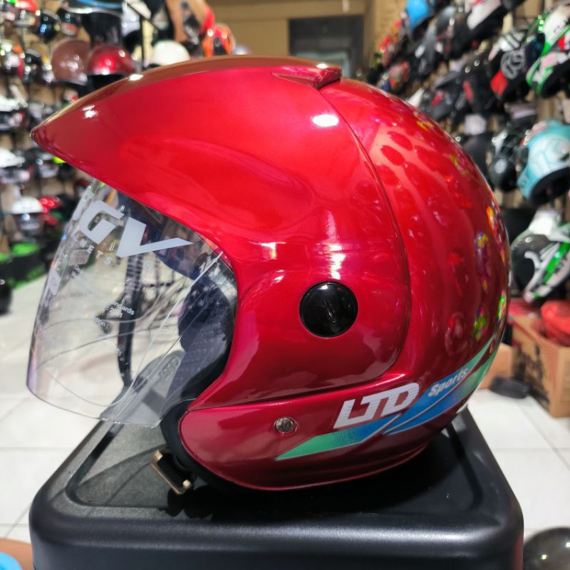 Helm LTD SPORTS merah maron kilat bekas