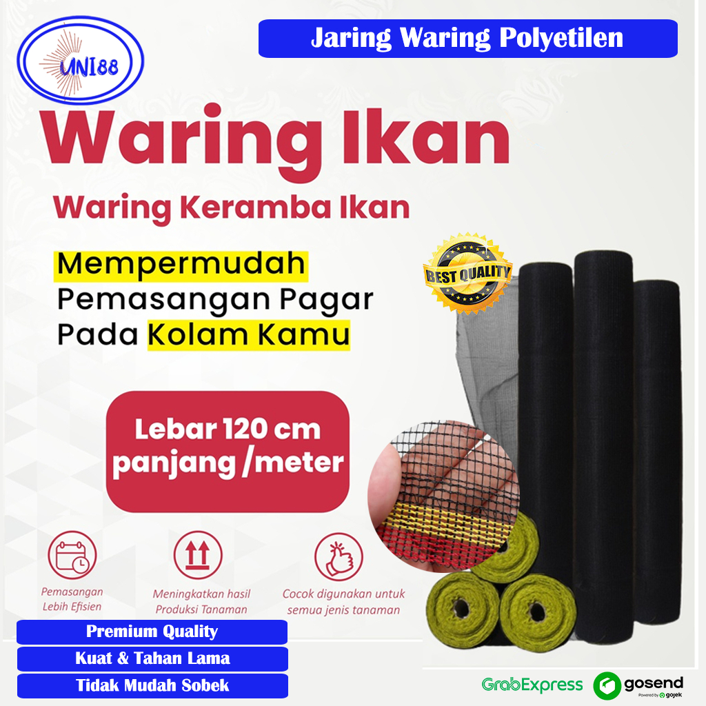 Jaring Waring Hitam Pagar Kebun Tanaman Kolam Ikan Ayam Premium Kuat
