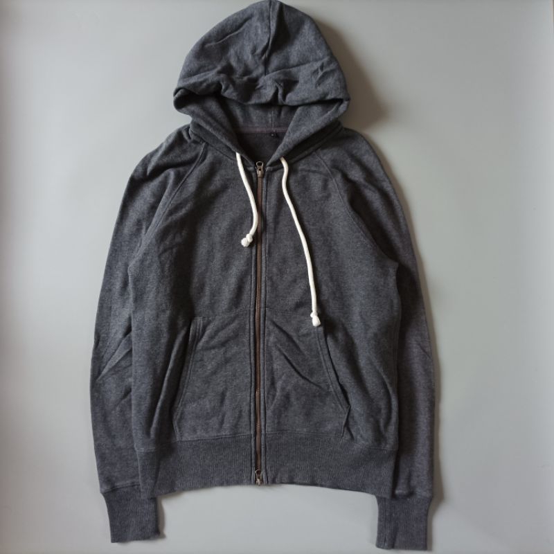 Muji basic hoodie basic abu gelap