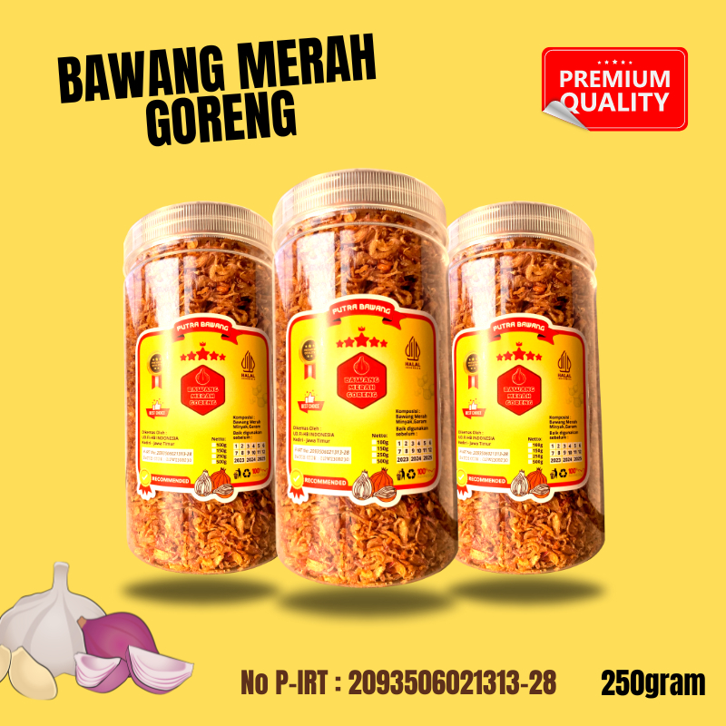 

BAWANG GORENG GRADE A++ ORIGINAL by PUTRA BAWANG ASLI KEDIRI 250 GRAM