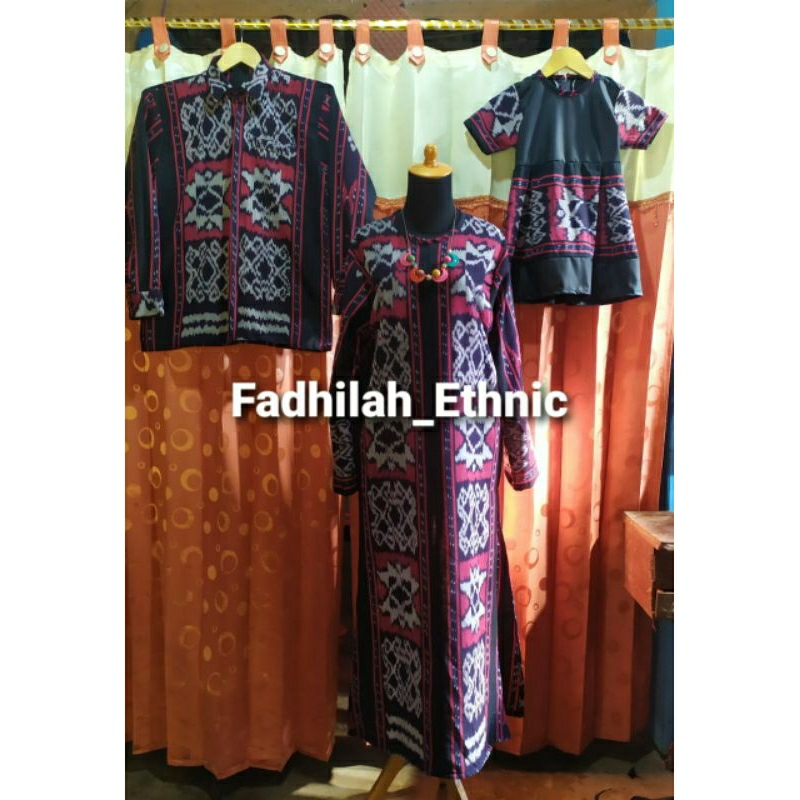 Baju Couple Tenun - Couple Tenun Keluarga - Gamis Tenun - Dres Anak - Kemeja Tenun