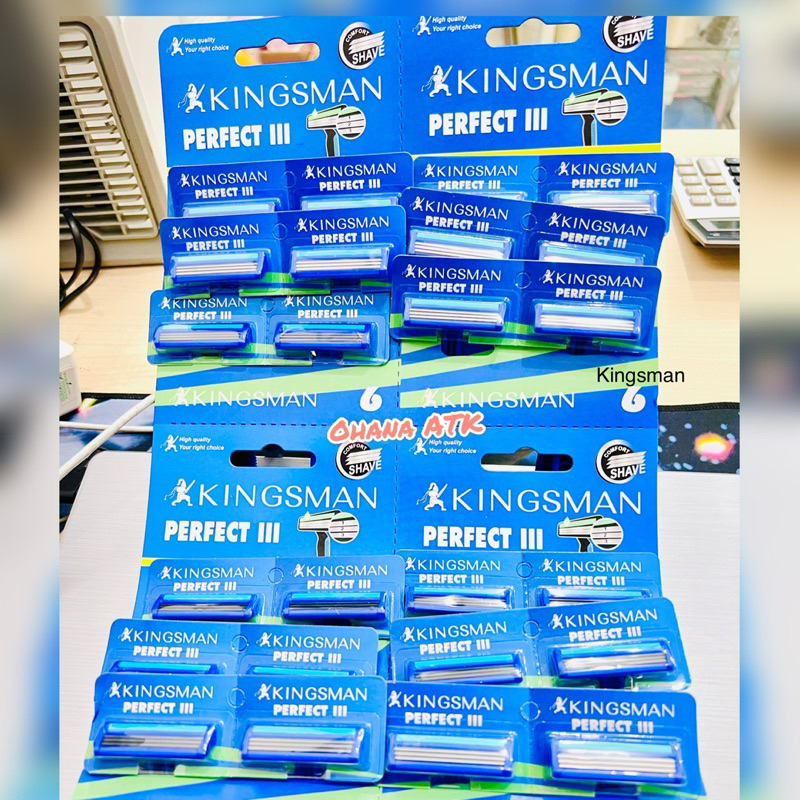 ( 12 PCS ) Pisau Cukur Jenggot 3 Mata PISAU KINGSMAN   / Alat Cukur Kumis Best Seller/ PERFECT III K