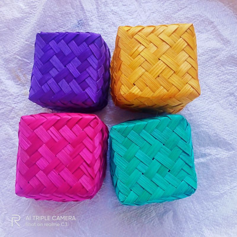 besek warna 10x10cm (harga per 5 pasang hemat ongkir )/besek bambu/besek souvenir