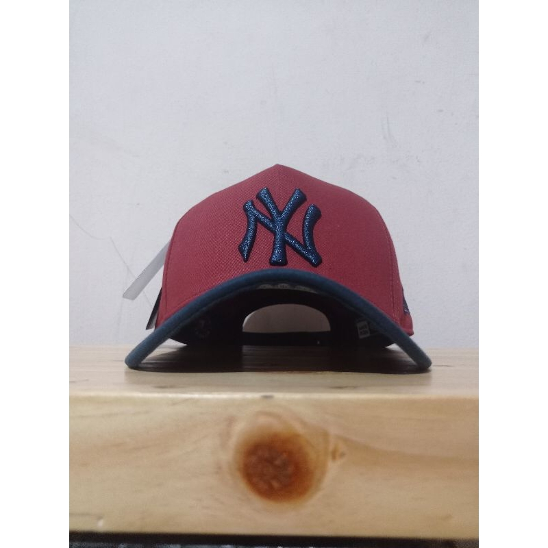 NY Nevy/ Bahan Merah Maron/ Visor Nevy/Topi Premium/Topi MLB/Topi Baseball/