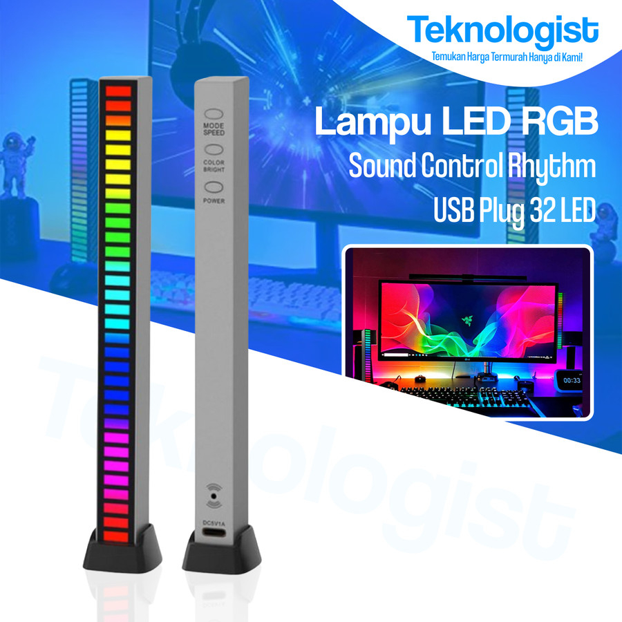 Lampu LED RGB Sound Control Rhythm USB Plug 32 LED